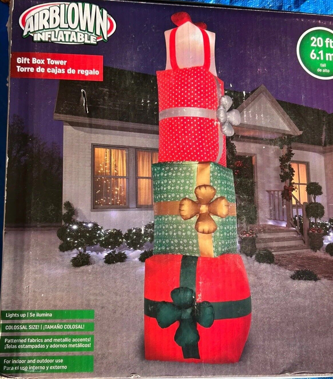 2022 Gemmy 20’ Colossal Lighted Stack Of Christmas Presents inflatable Airblown