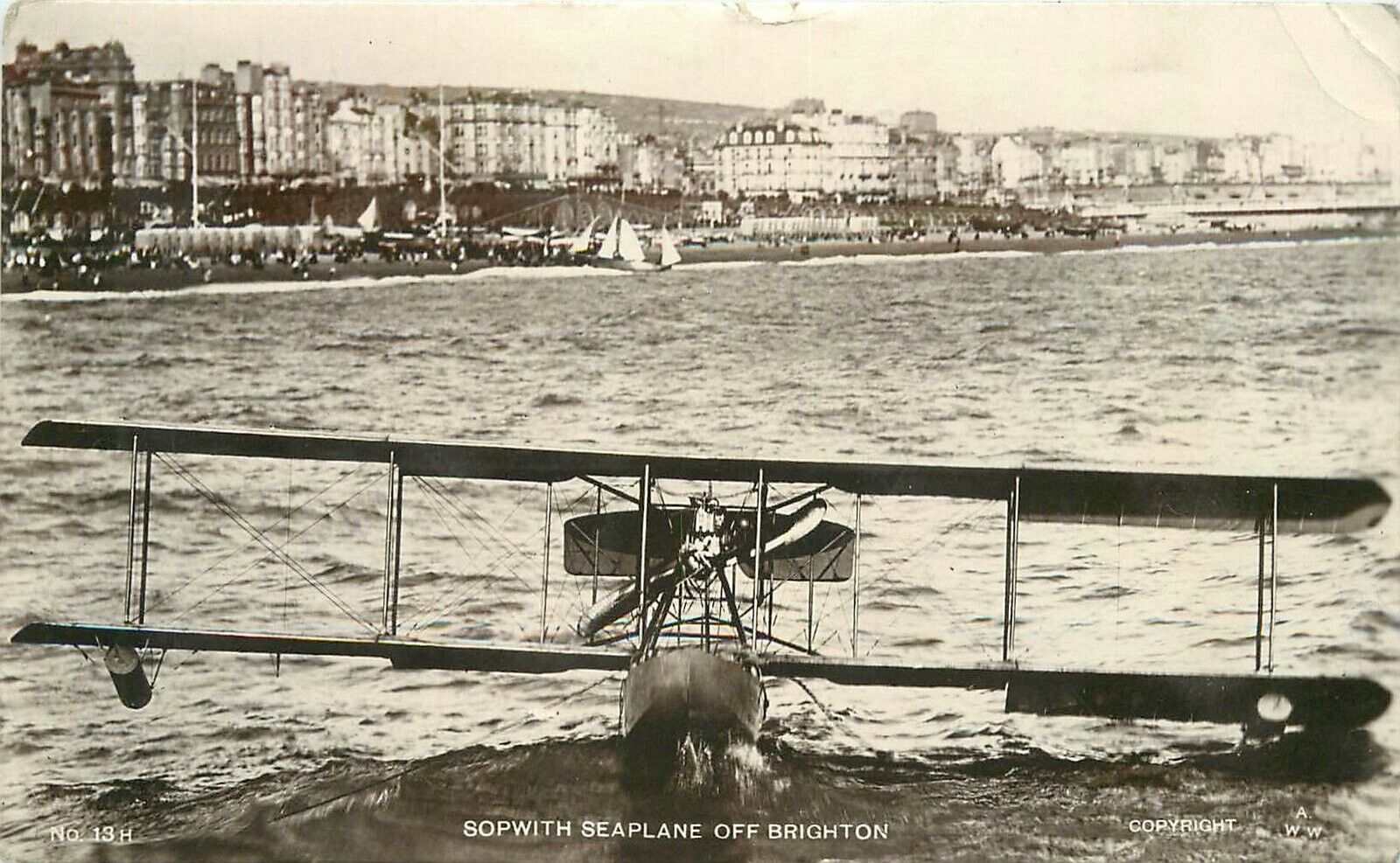 Postcard RPPC 1915 UK Brighton Sopwith Seaplane Wardell 23-12738