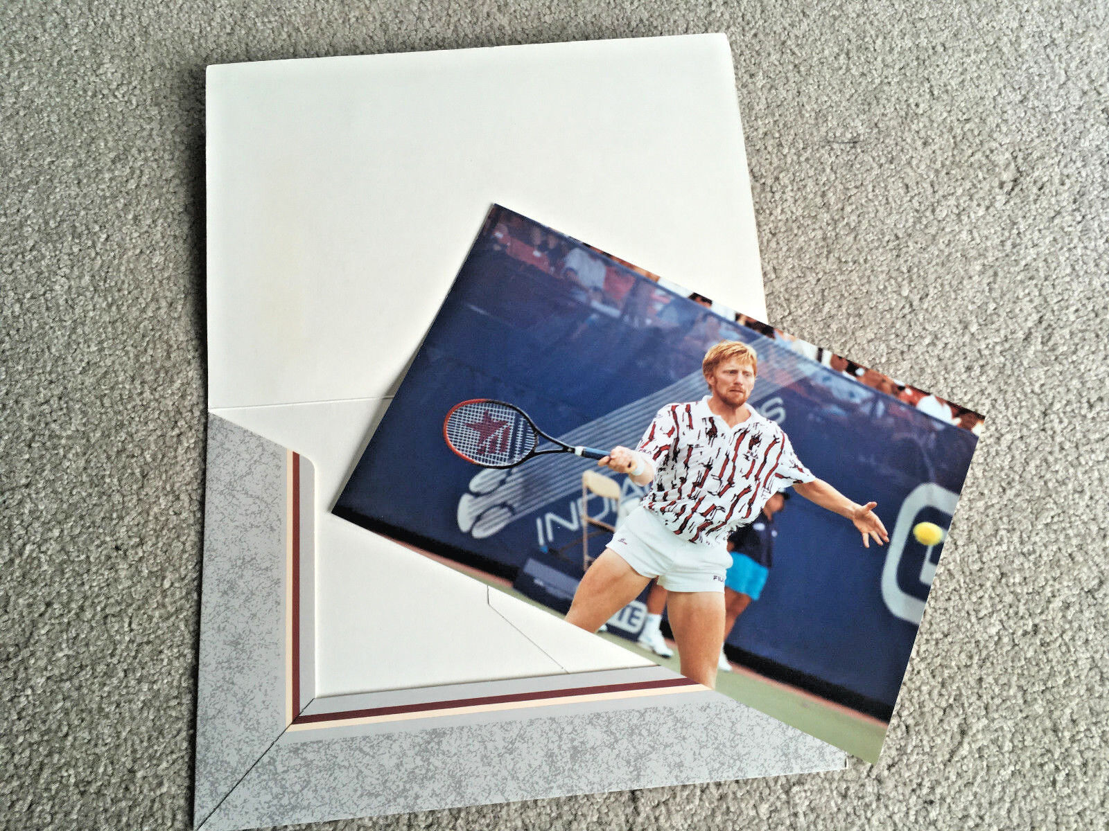 COLOR Press Photo Boris Becker Tennis Player 8x12  Folder Unknown Match 1994?