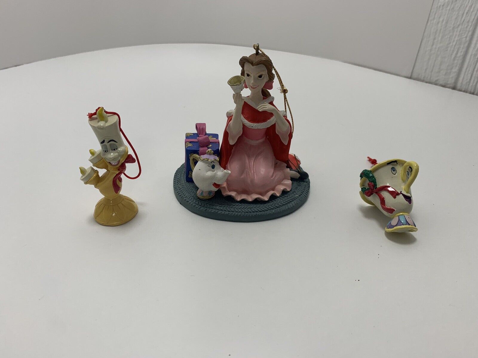 Disney Beauty And The Beast Belle Chip Lumiere Lot Of 3 Christmas Ornaments