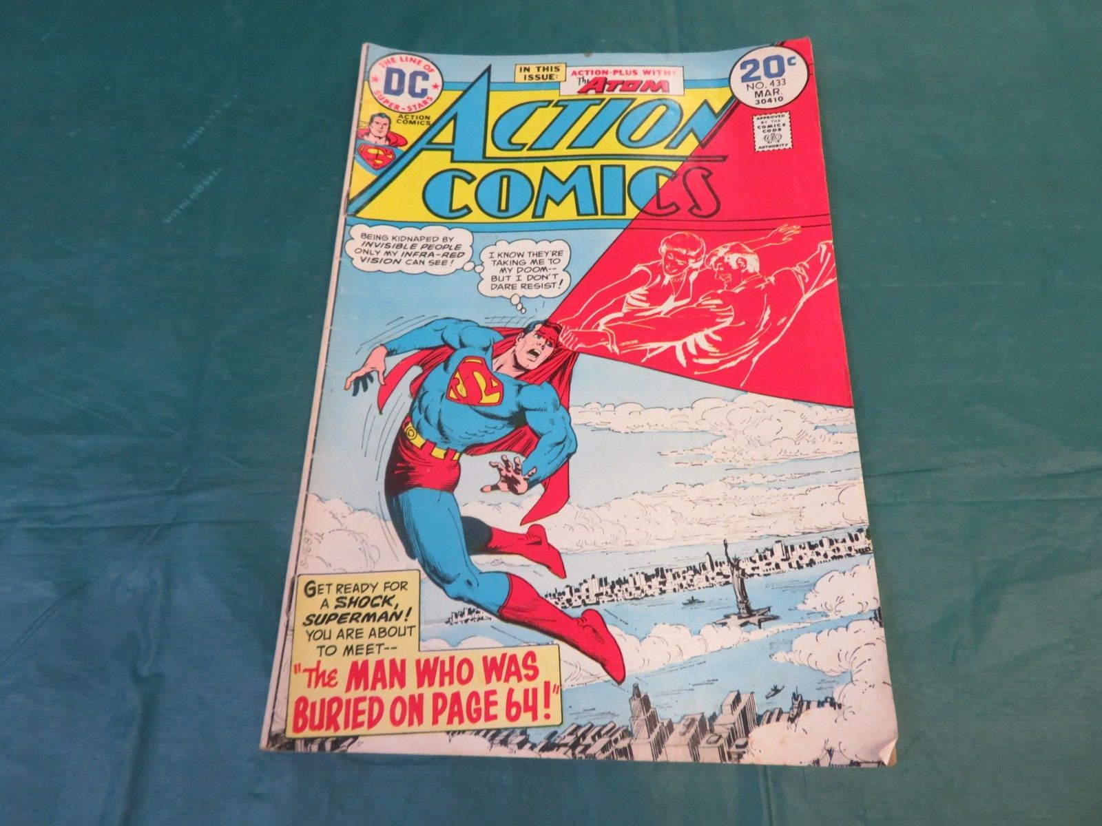 March 1974 DC Comics: Action Comics #433 *Superman - Man Buried On Page 64