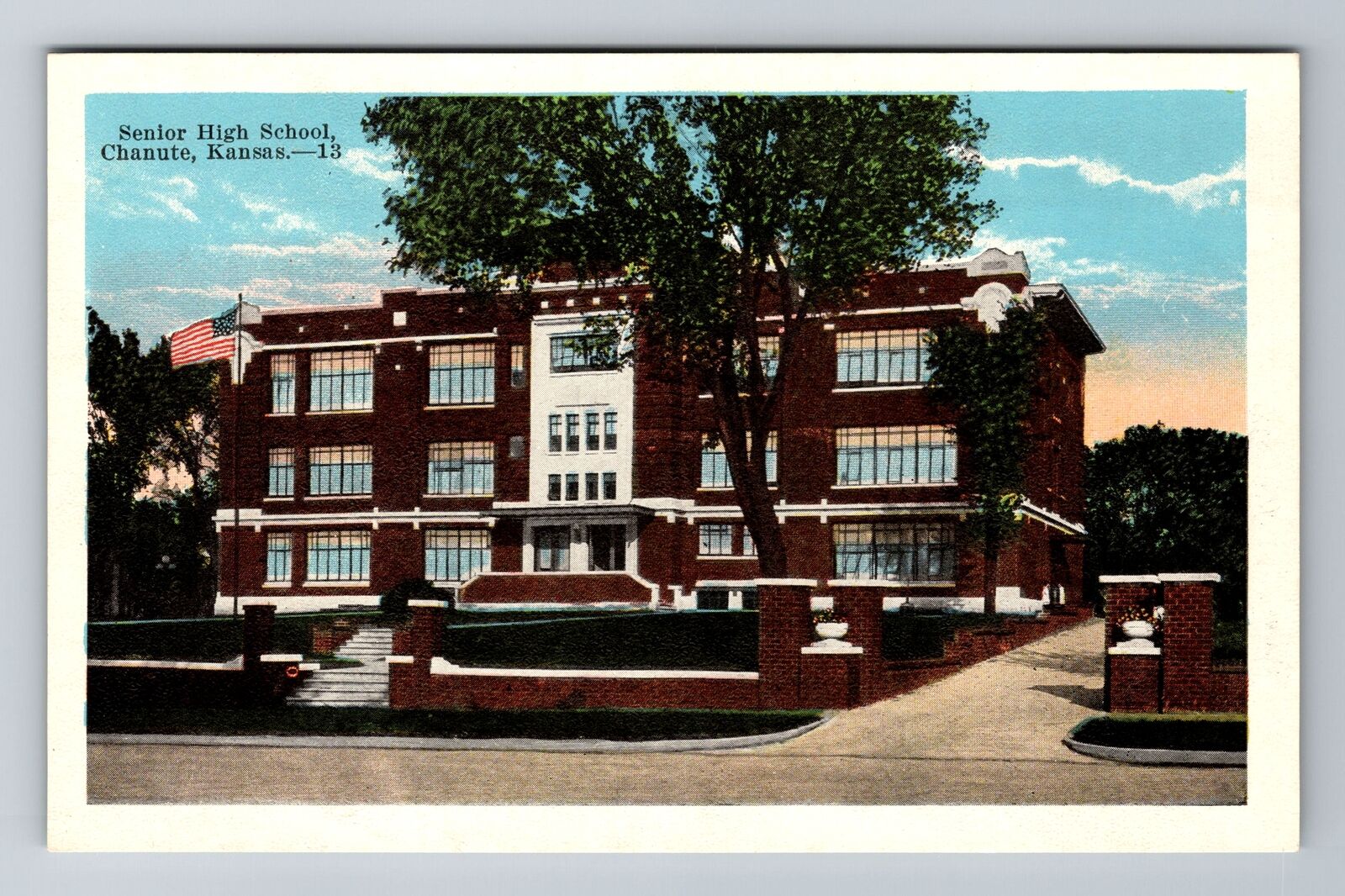 Chanute KS-Kansas, Senior High School, Antique, Vintage Souvenir Postcard