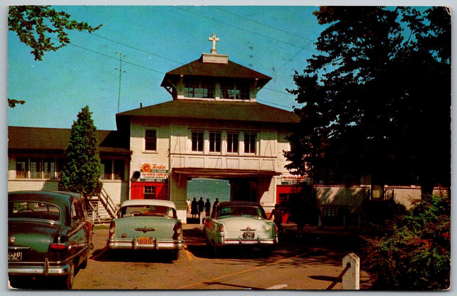 Lakeside Ohio 1956 Postcard Cars Entrance To Pier Lake Erie
