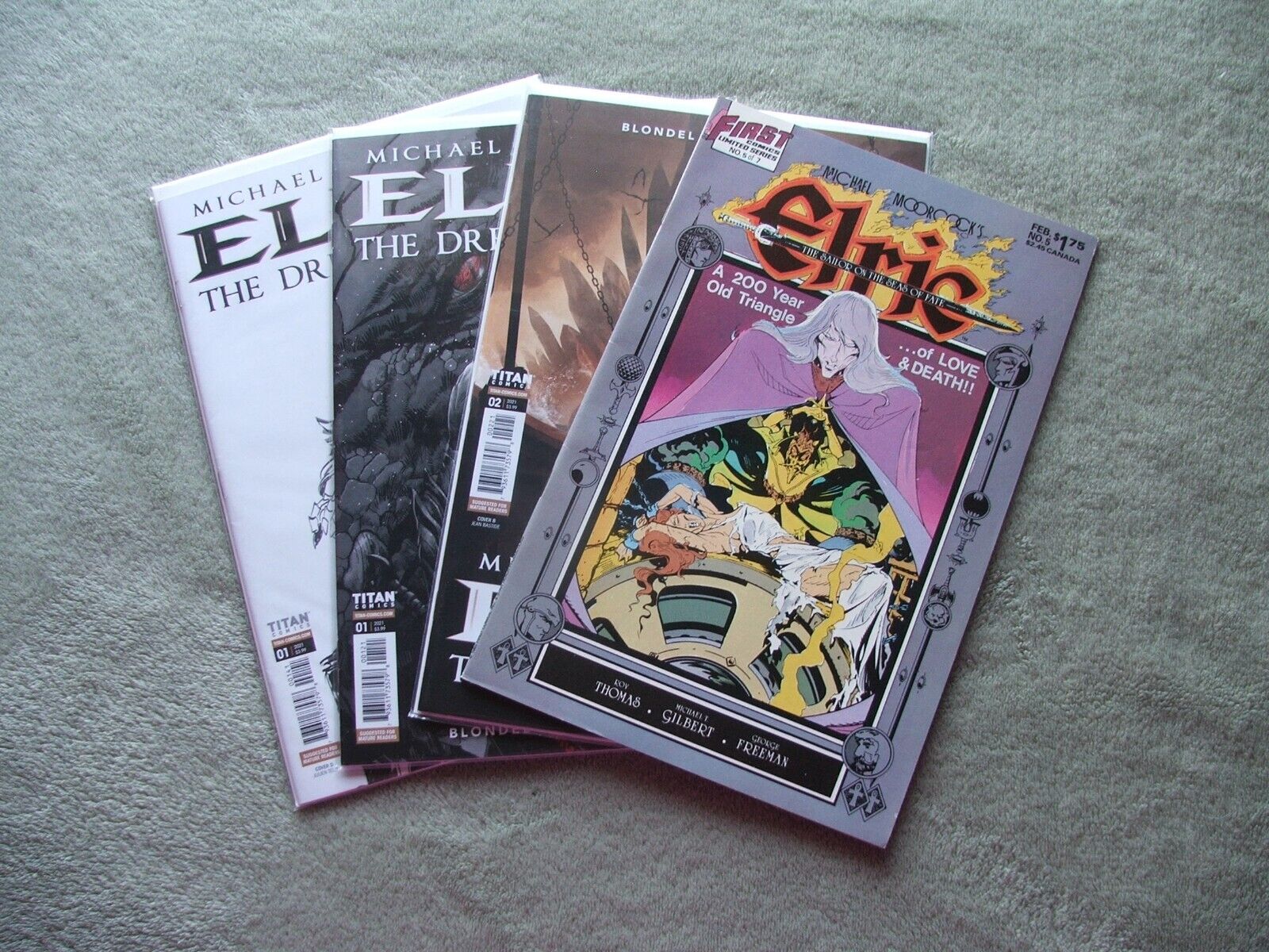 Titan & First Comics lot of 4 Elric books.  The Dreaming City, Sailor Seas Fate