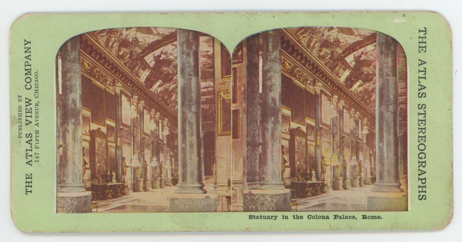 c1900's Colorized Stereoview Statuary in the Colona Palace, Rome
