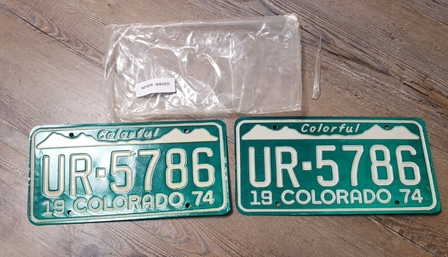 PAIR 1974 COLORADO VEHICLE LICENSE PLATES NEVER ISSUED