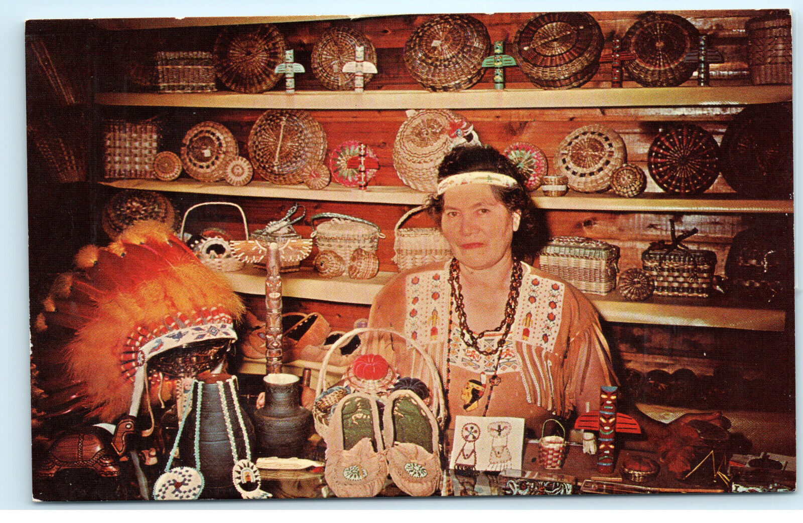 Min's Indian Handicraft Six Nations Indian Reserve Ohsweken Ontario Postcard E81