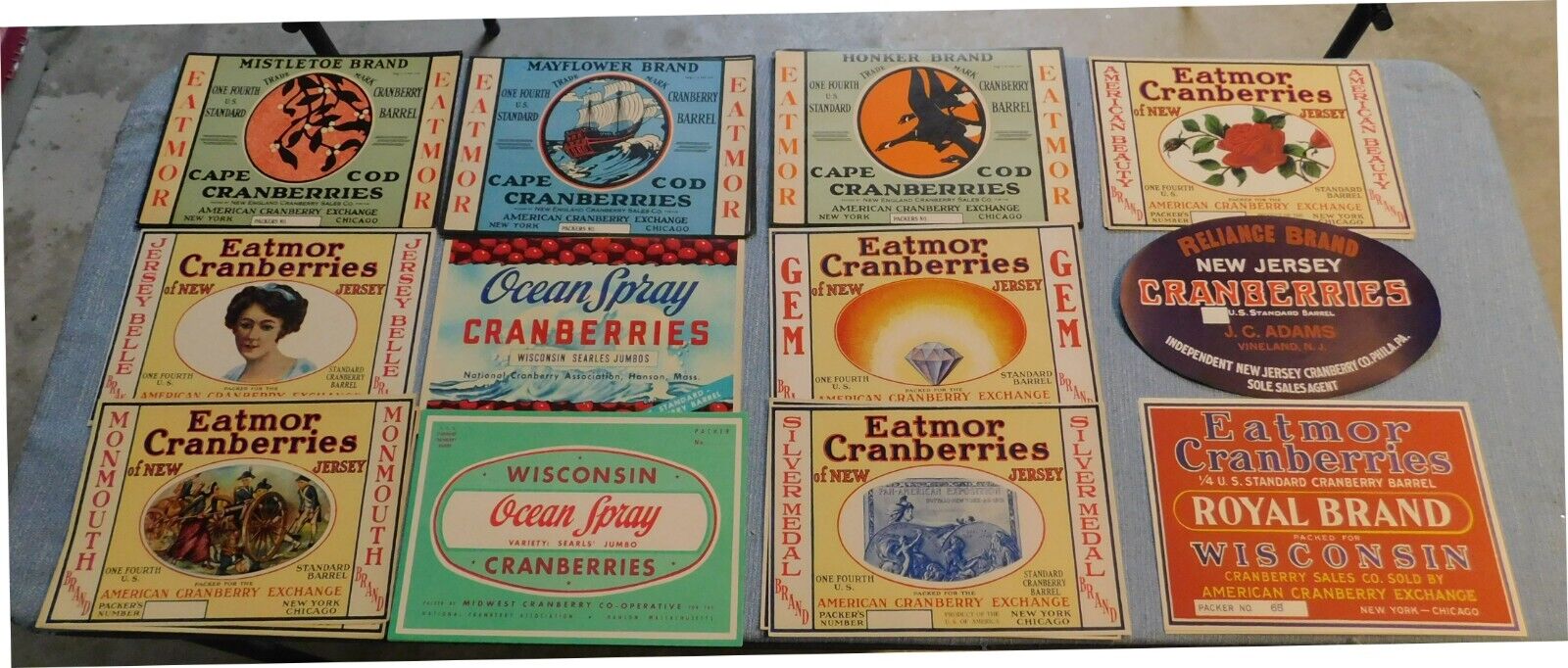 12 Different Old & Original   Cranberry Barrel Labels