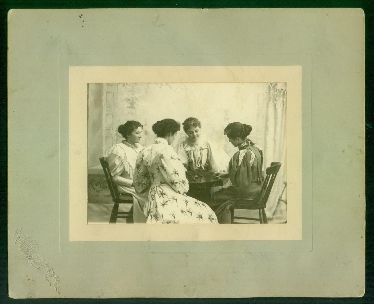 S15, 516-03, 1890s, Cabinet Card, Group of Ladies Playing a Game of Crokinole