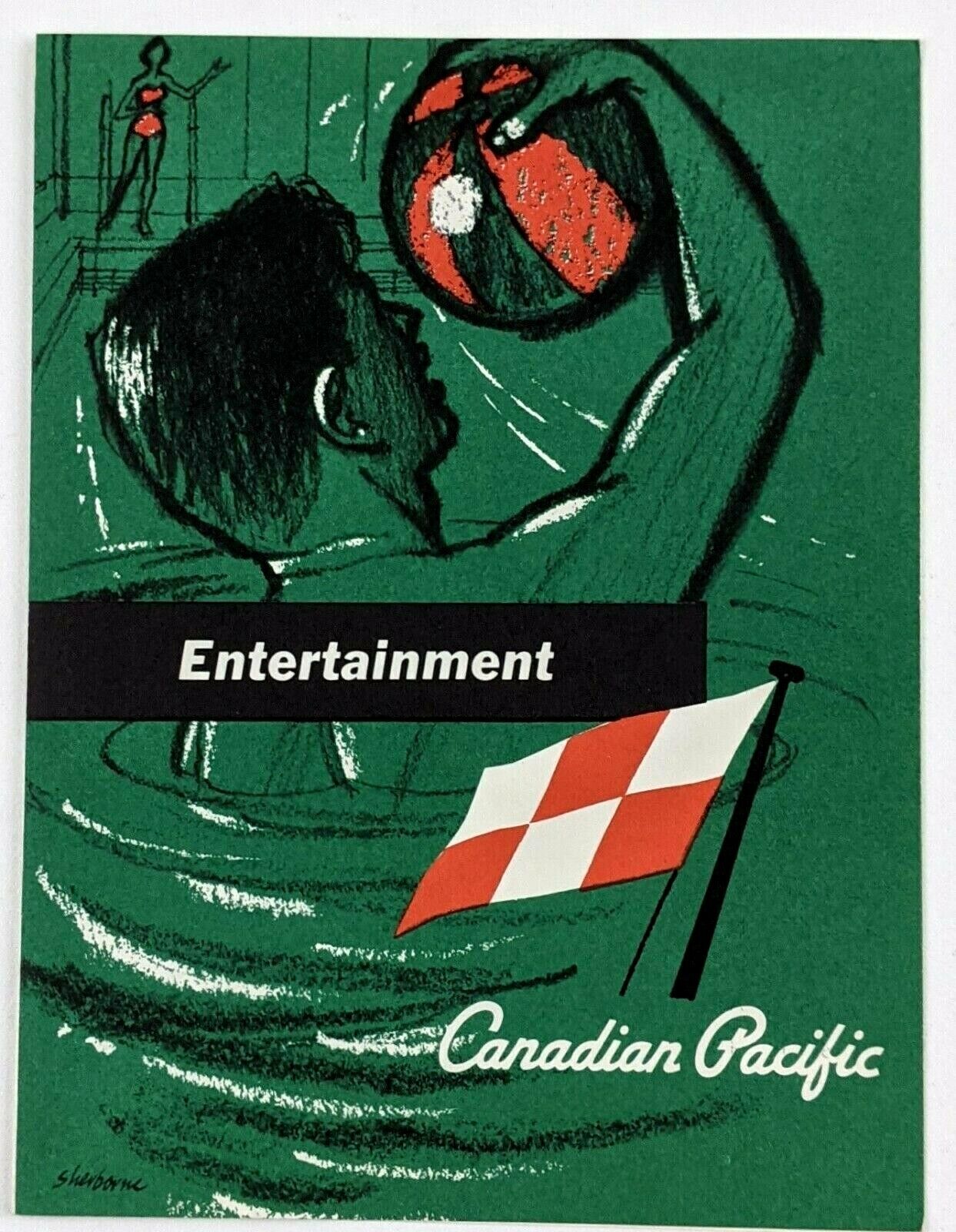 1964 Canadian Pacific Steamship SS Empress of England Daily Entertainment Card 1