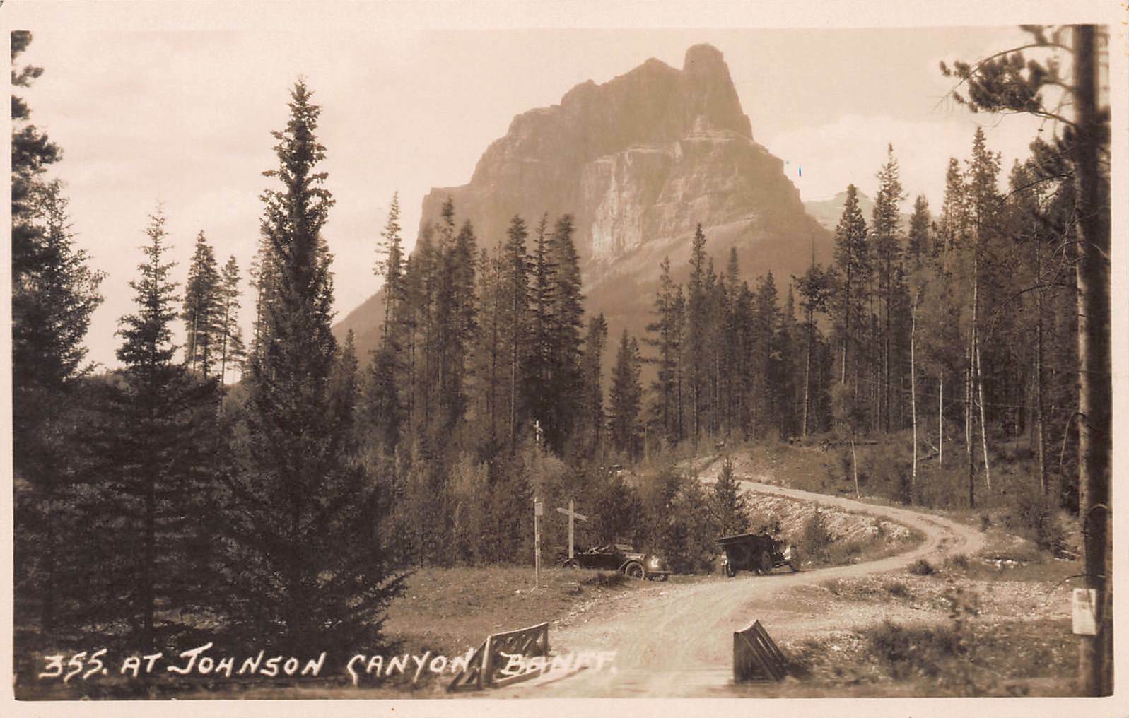 At Johnson Canyon, Banff, Alberta, Canada, Early Real Photo Postcard, Unused