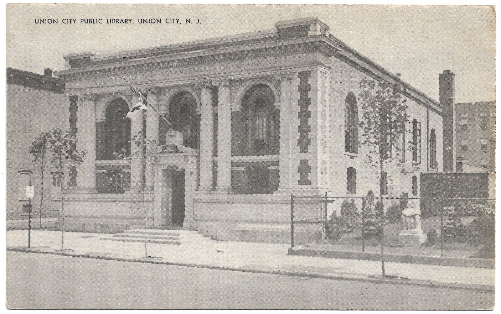 Union City New Jersey NJ Public Library Vintage Postcard