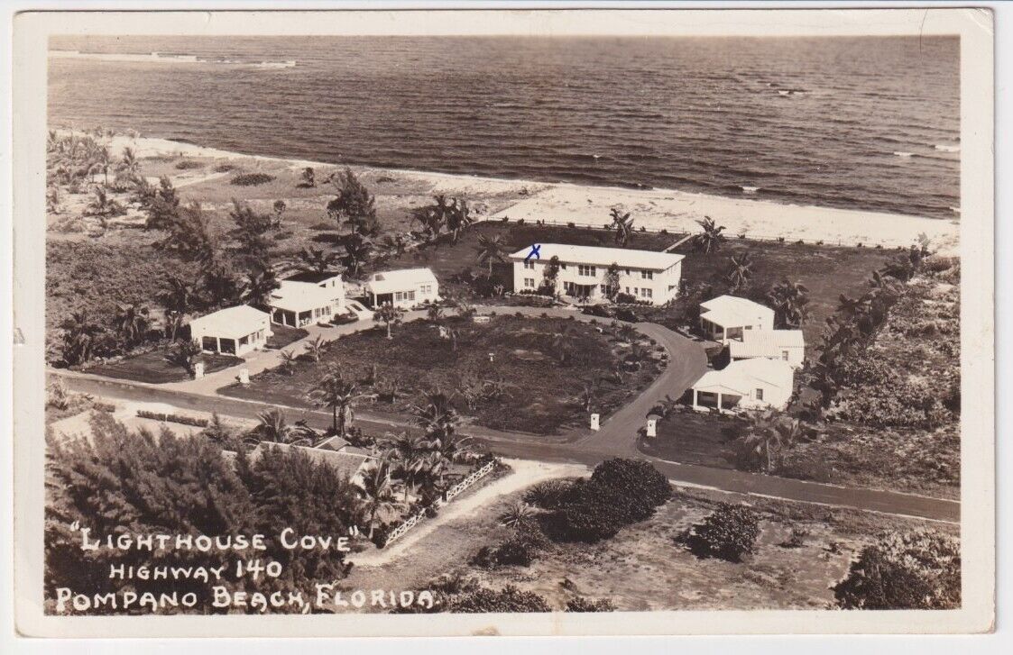 RPPC Pompano Beach Florida FL - Lighthouse Cove - Vintage Postcard