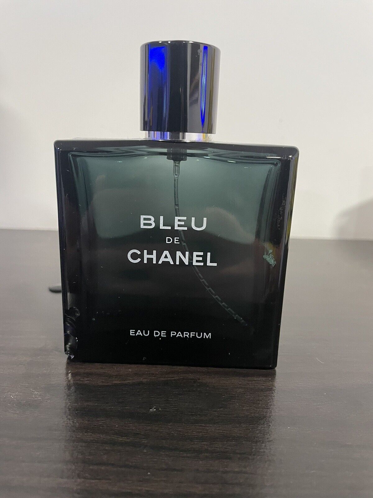 Slightly Chipped and Used EMPTY Bleu de Chanel Eau de Parfum 3.3/ 100ml Bottle