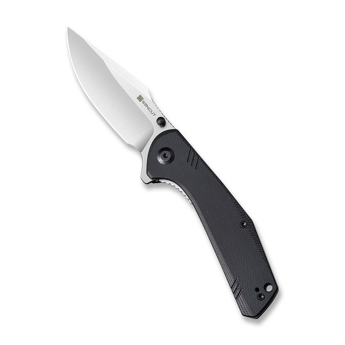 Sencut Actium Folding Knife Black G10 Handle D2 Drop Point Plain Edge SA02B