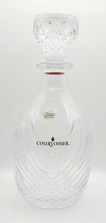 Vintage Courvoisier Cognac Cut Crystal Decanter with Crystal Stopper 10” Tall