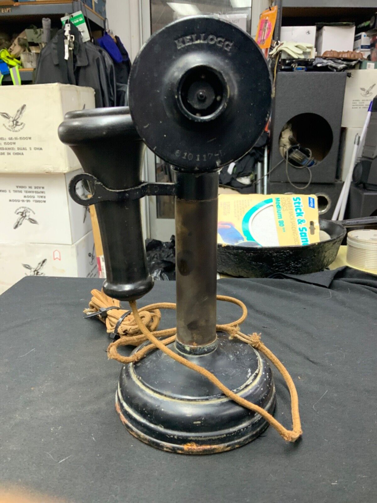 Antique Pat. 1901 Kellogg S&S Co. Bakelite/Metal Candlestick Phone & Receiver