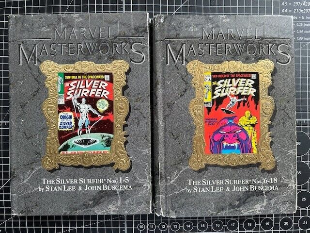 Marvel Masterworks Silver Surfer Vol 1,2 Gold Foil Variant Hardcovers 1st Prints