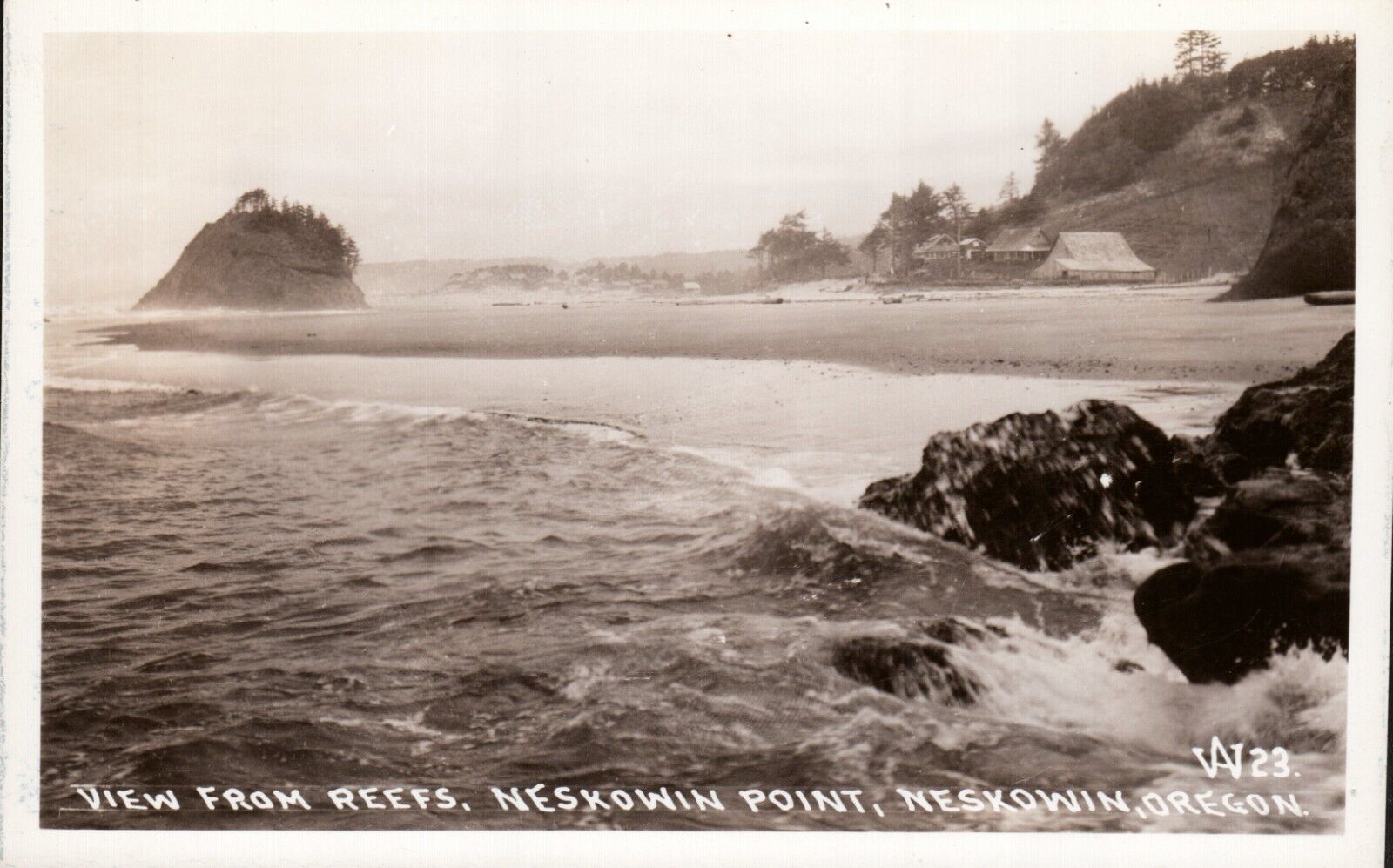 View From Reefs Neskowin Point, Neskowin Oregon Coast Postcard c. 1940s