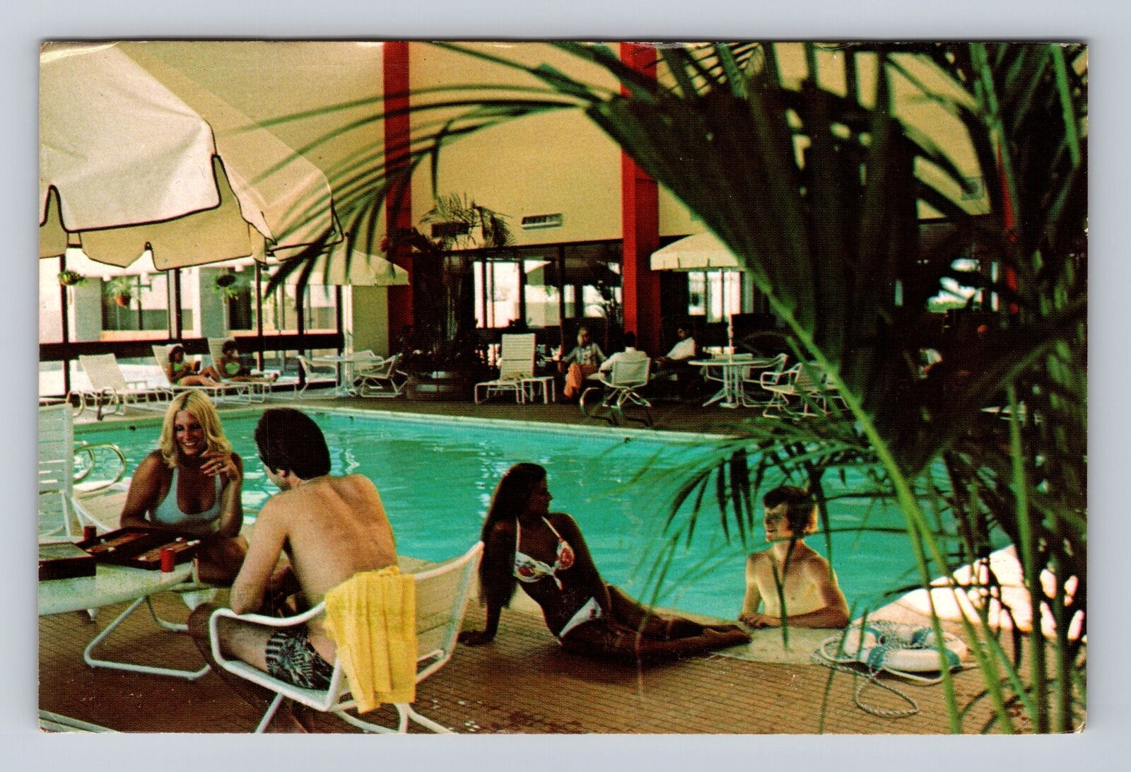 Troy MI-Michigan, Poolside Northfield Hilton, Advertising Vintage Postcard