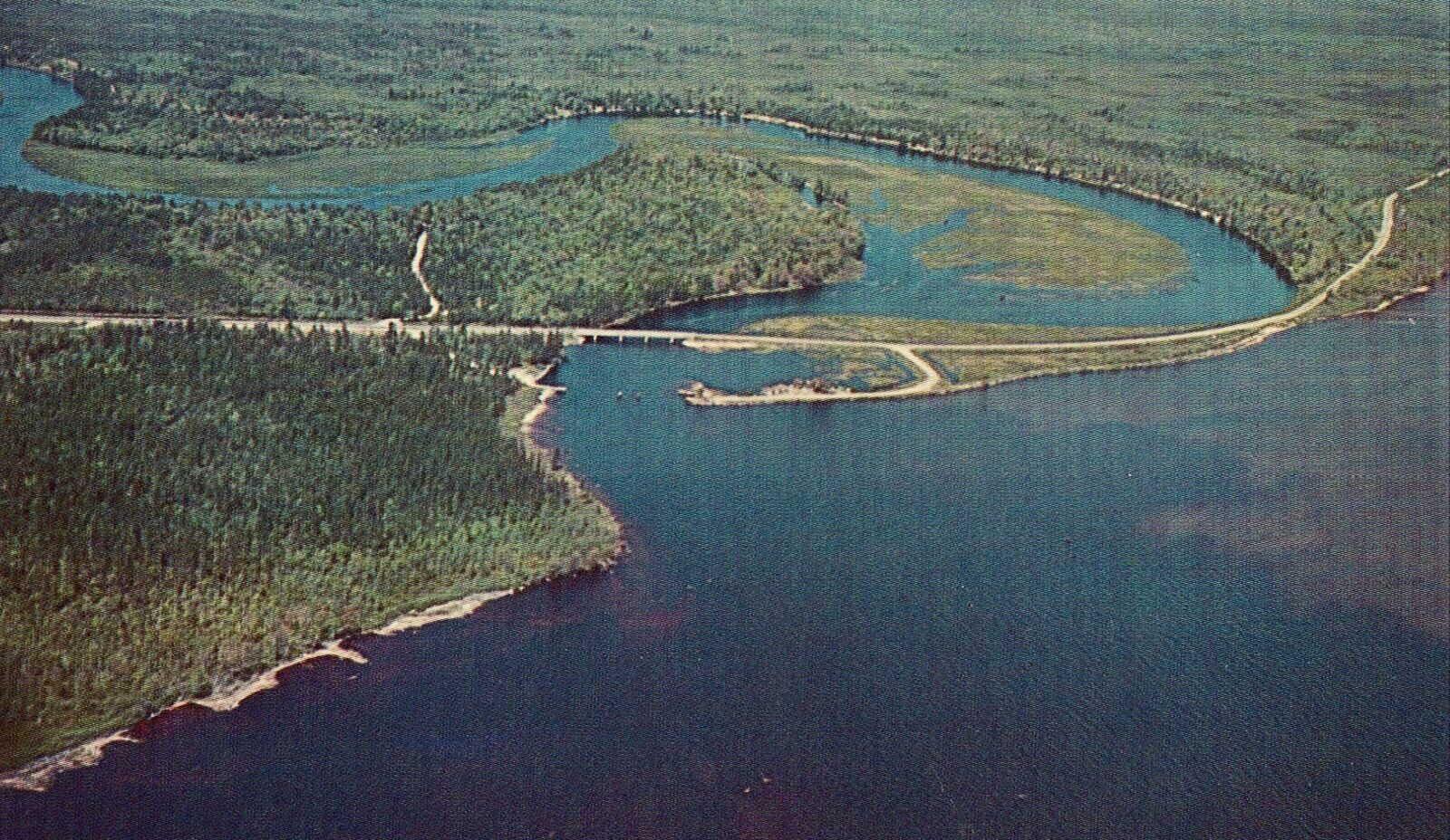 Aerial View - Mouth of the Tahquamenon River Michigan Postcard