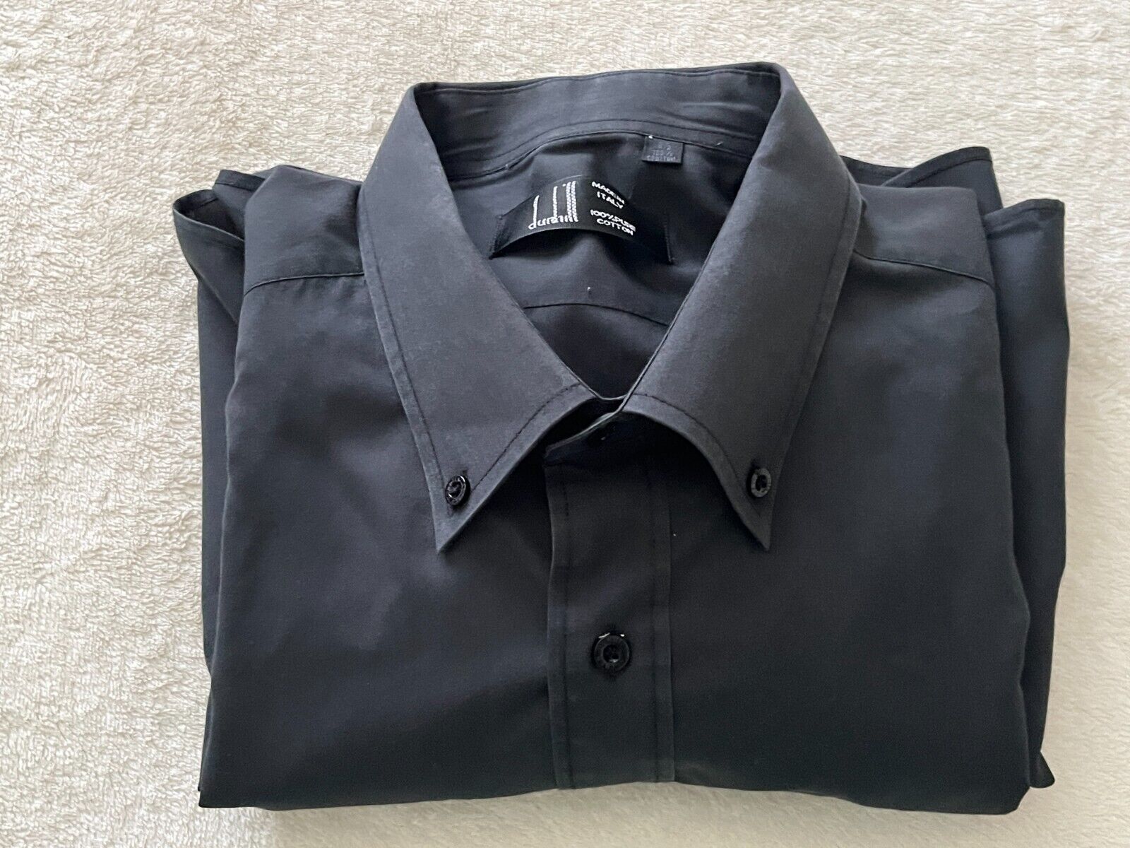 Judd\'s Very Nice Black Dunhill Men\'s Dress Shirt Size 18-1/2-Made in Italy