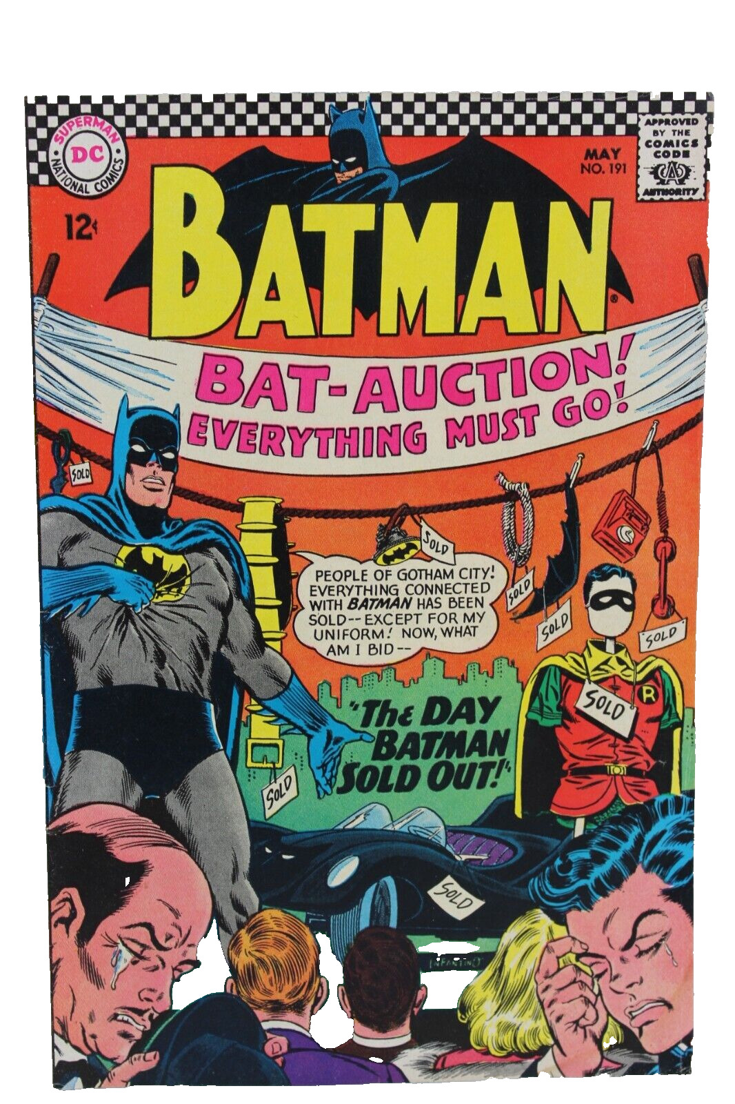 Batman #191 Bat-Auction Robin Boy Wonder Penguin Joker 1967 DC Comics G+/VG-