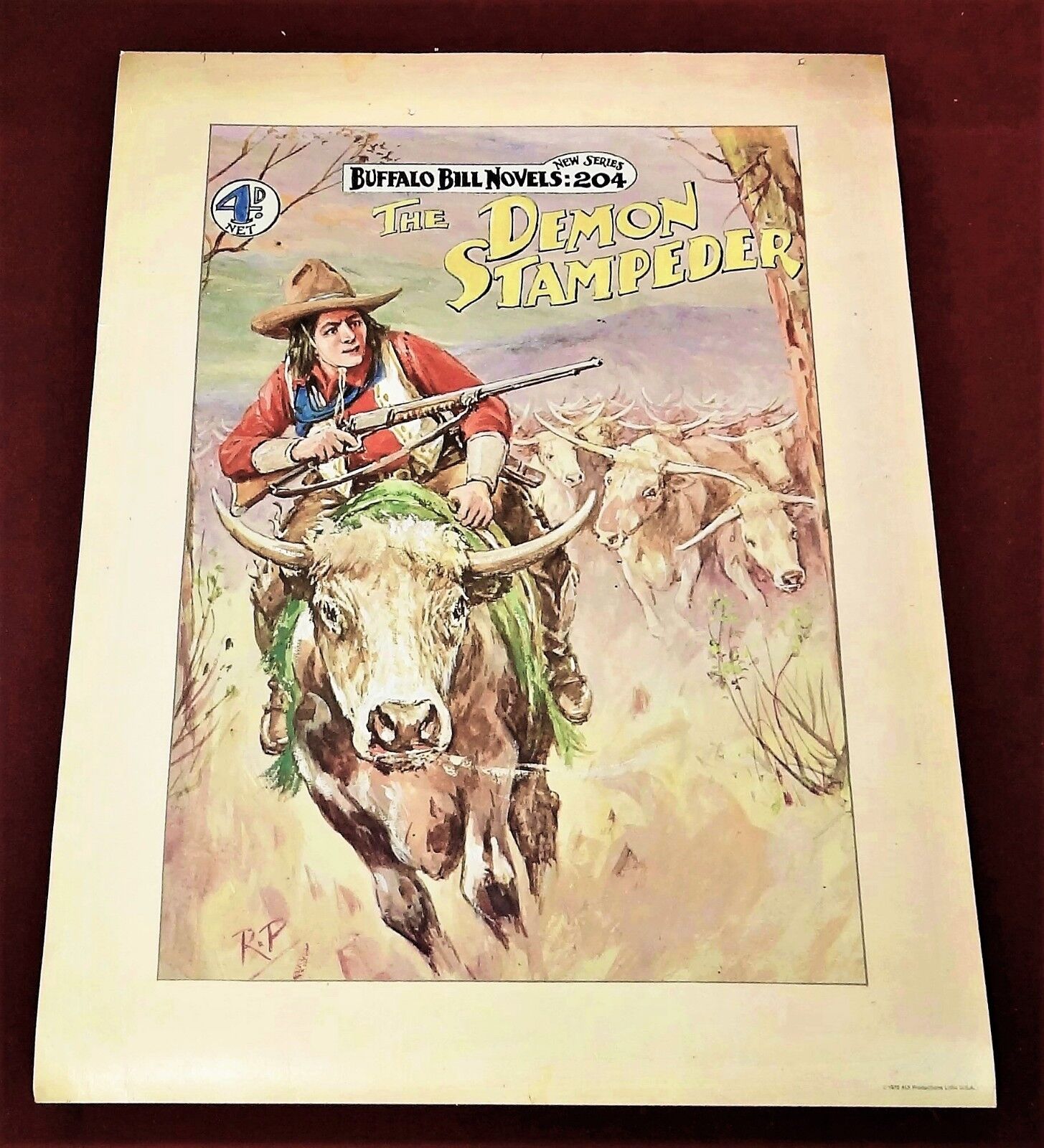 1978 Buffalo Bill Dime Novels Full Color Poster-The Demon Stampeder