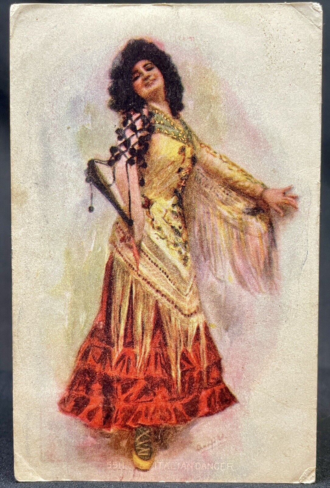 Artist Signed | Tarantella | Italian Dancer | Colorful Litho | PM 1907