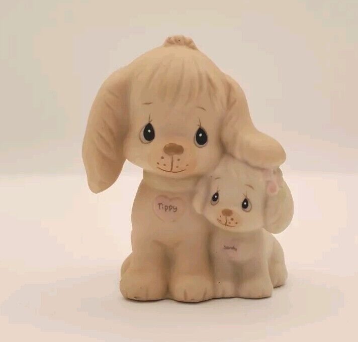 Precious Moments Dog Figurine Puppy Love 1988 Altered Moments Floppy Ear Dogs 