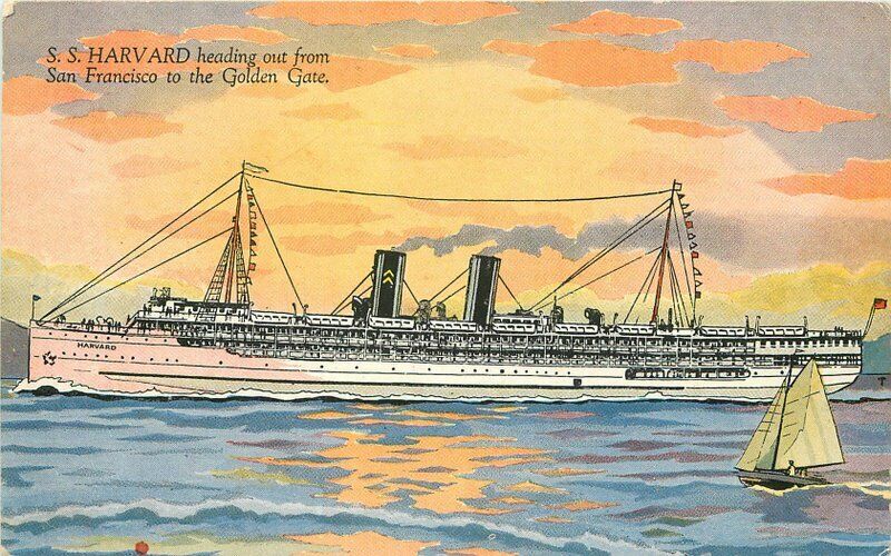 C-1910 Steamship SS Harvard SS Yale Los Angeles Times Mirror Postcard 20-12643