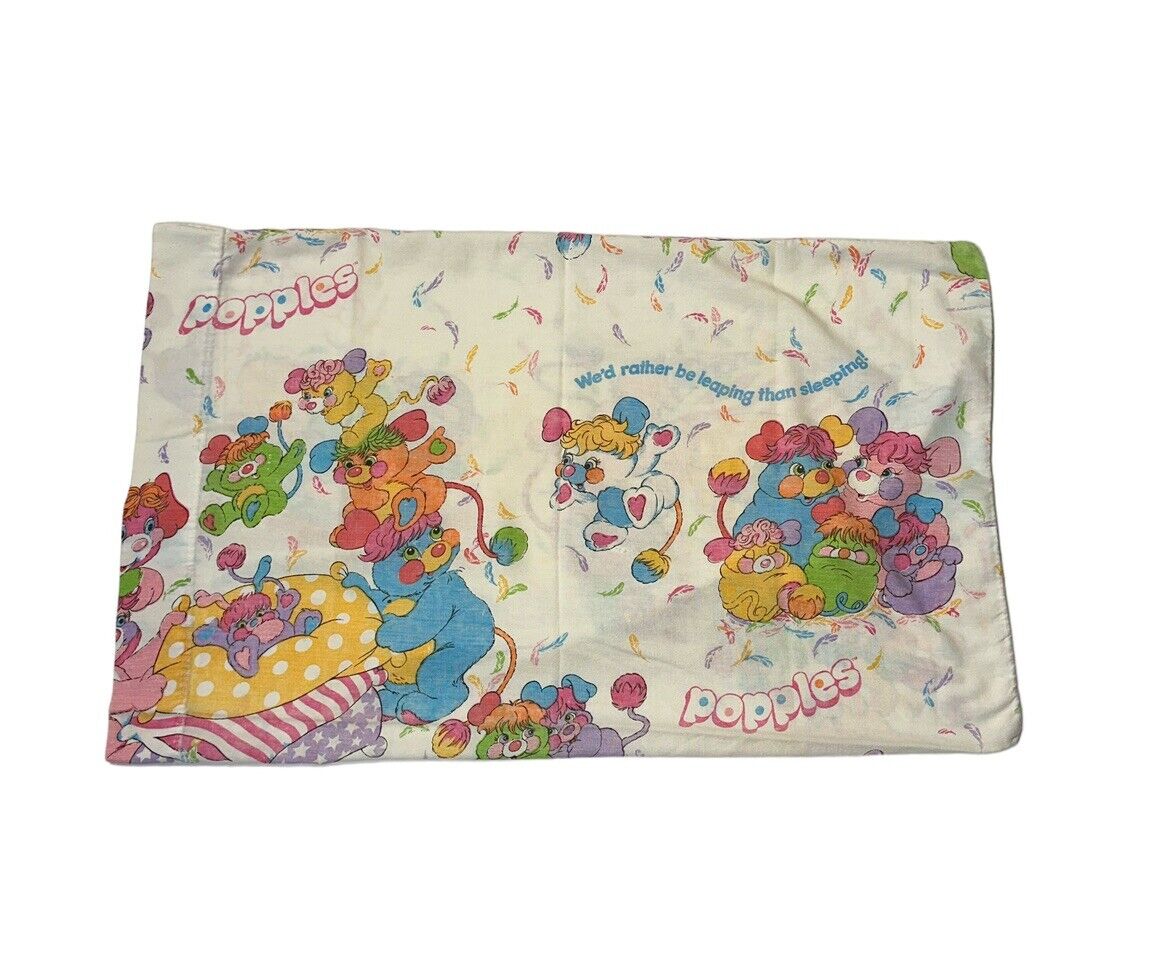 Vintage 1980’s Popples Standard Pillowcase We’d Rather Be Leaping Than Sleeping