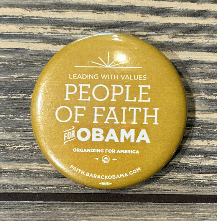 Vintage People Of Faith For Obama Leading With Values 2.25” Pin