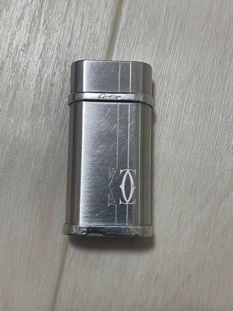 Cartier Gas Lighter Silver Godron without box Working
