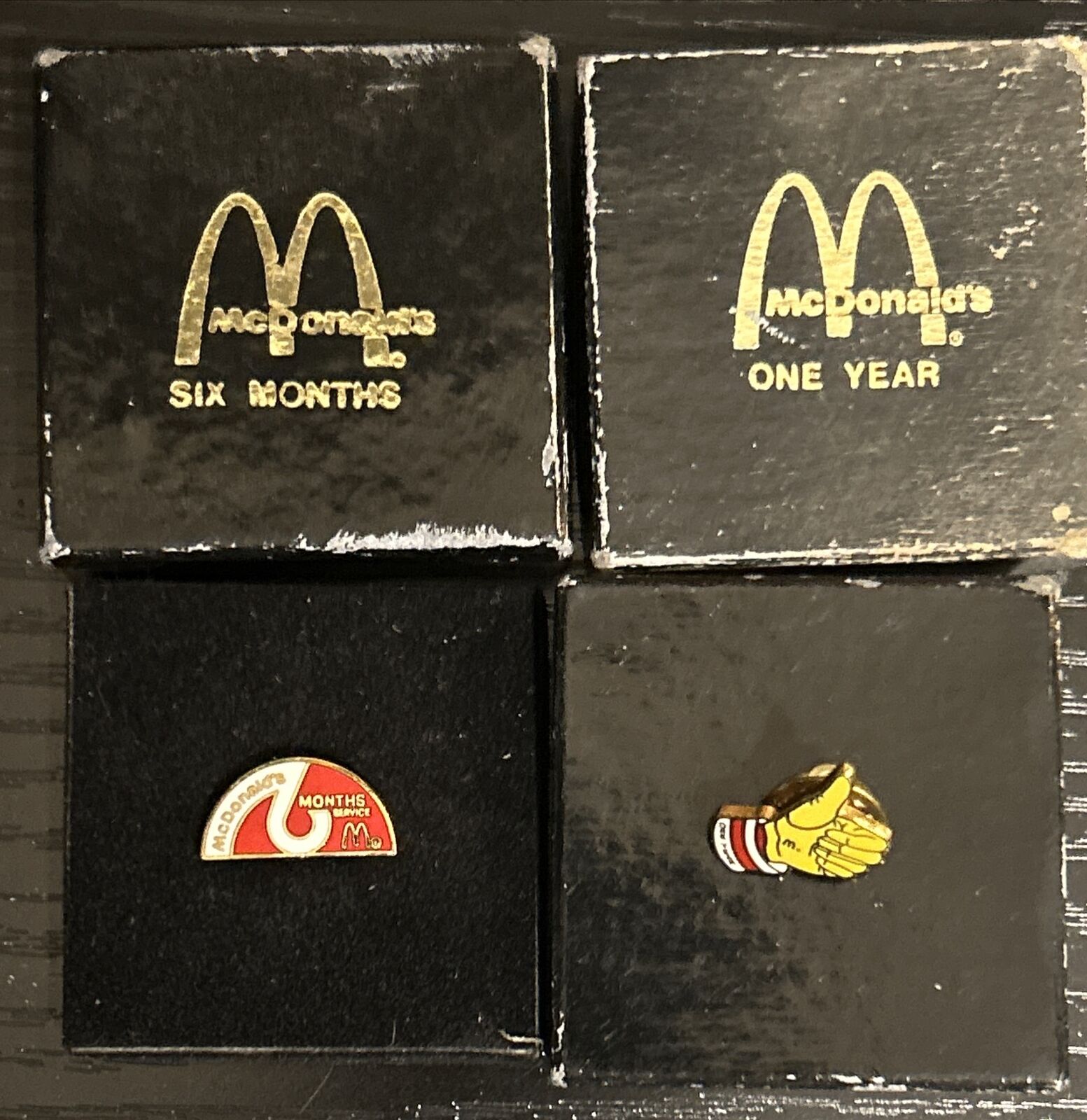 Vintage McDonald’s Employee Pins Lot x 2- 6 Months & 1 Year