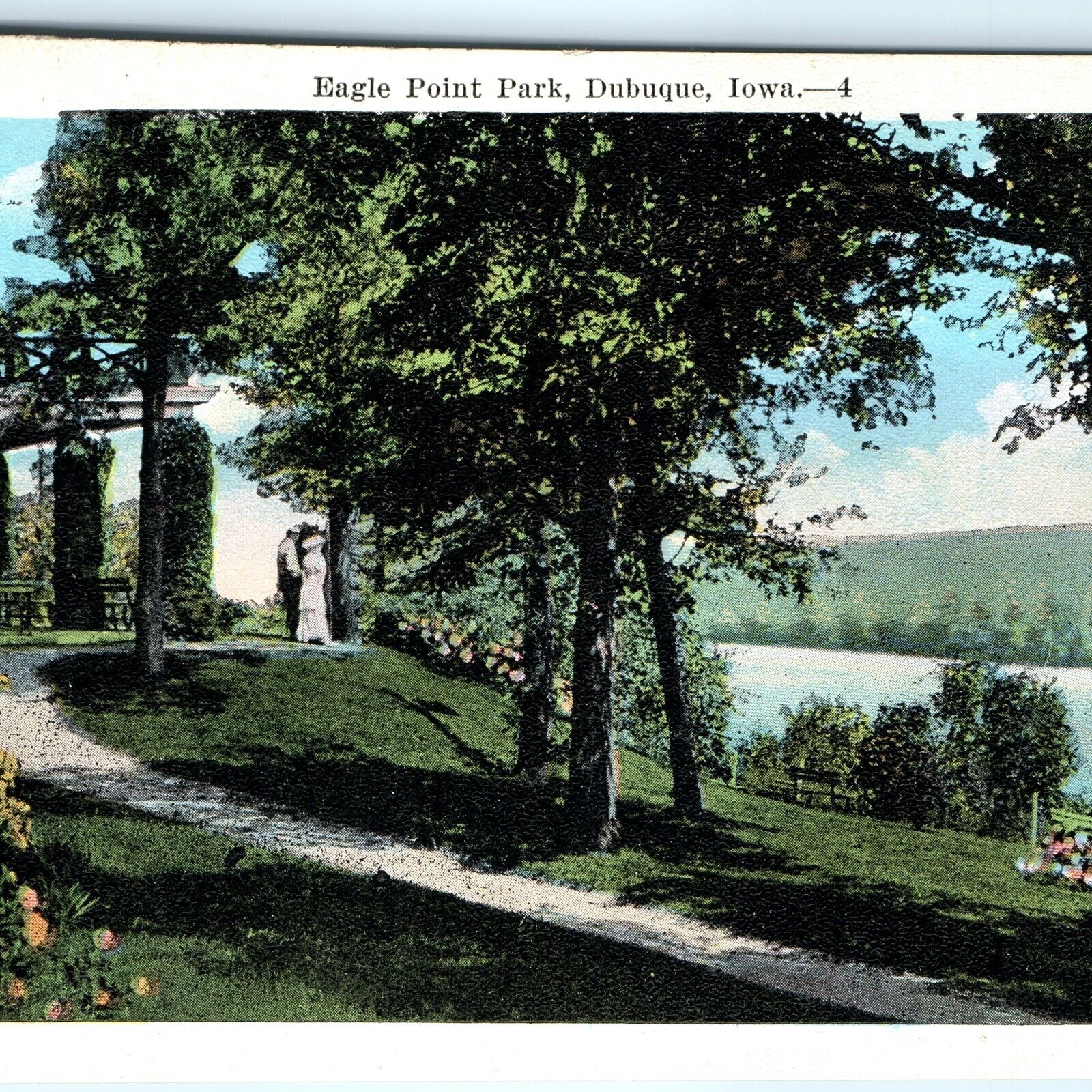 c1910s Dubuque, IA Eagle Point Park Lovely Mississippi River Postcard Deck A119
