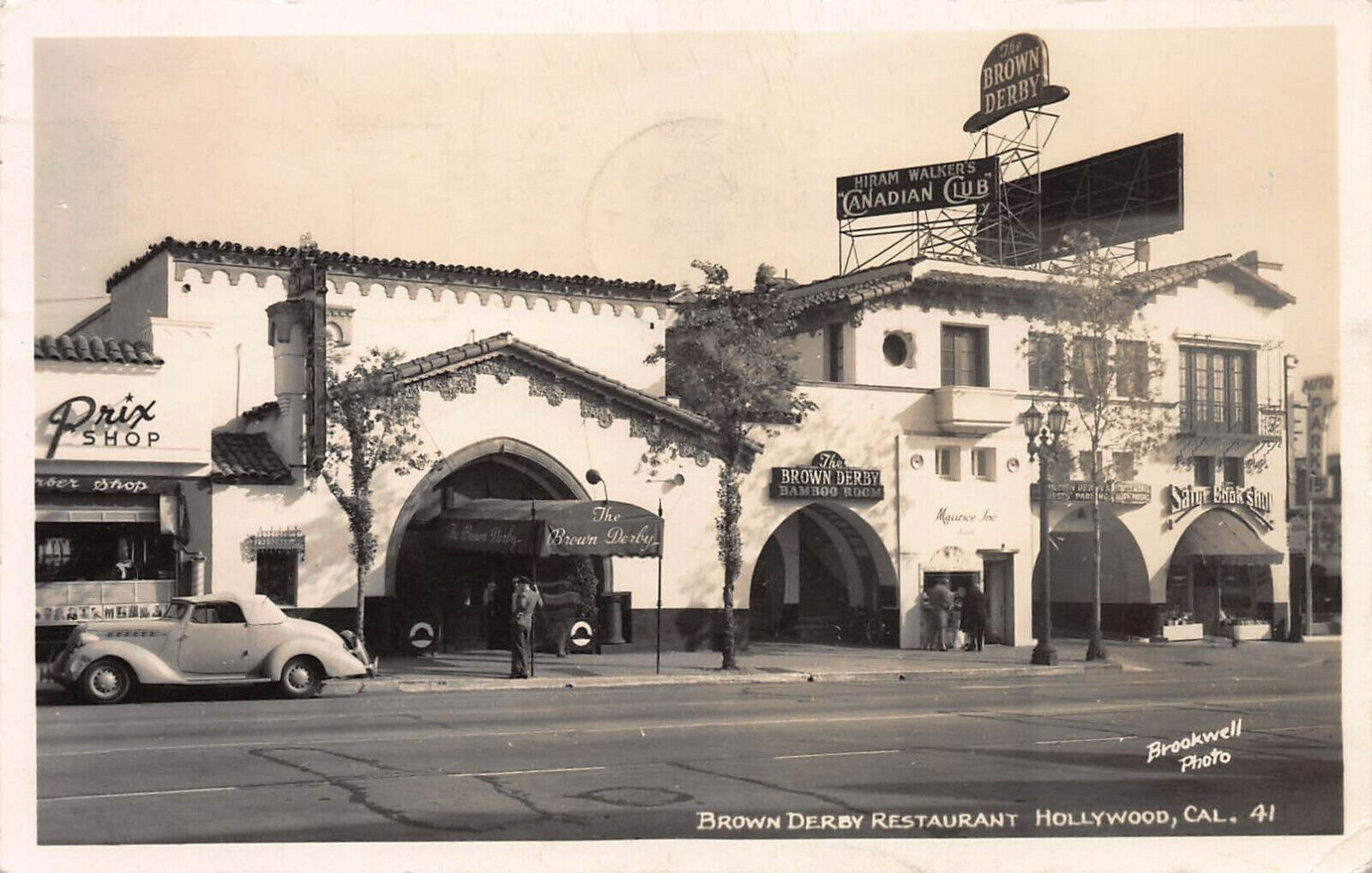 Brown Derby Restaurant, Hollywood, California, Early Real Photo Postcard, Used  
