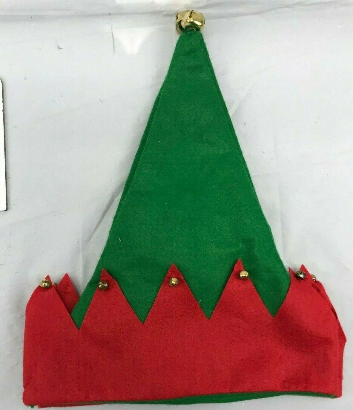 NEW 2 pc elf hats jingle red green felt 