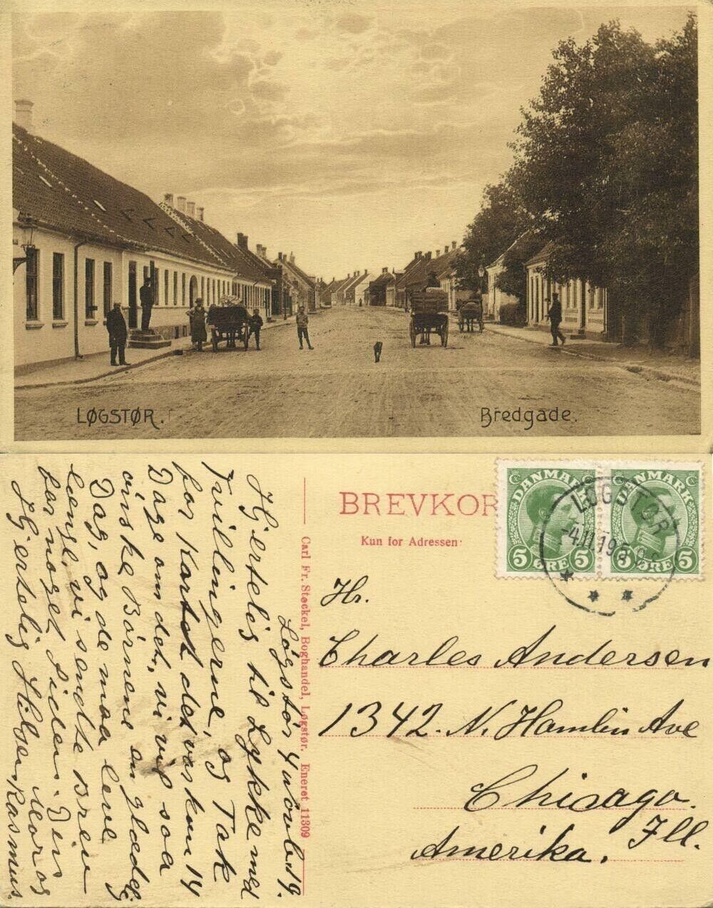 denmark, LØGSTØR, Bredgade (1919) Postcard