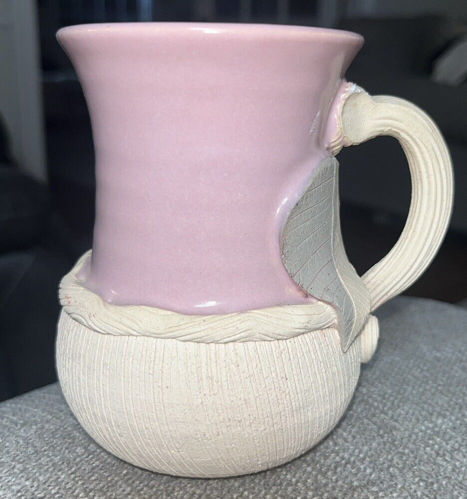 Vtg Artesian Brigitte Haag Art Pottery CHRISTYS Pink Coffee Cup Mug Stoneware