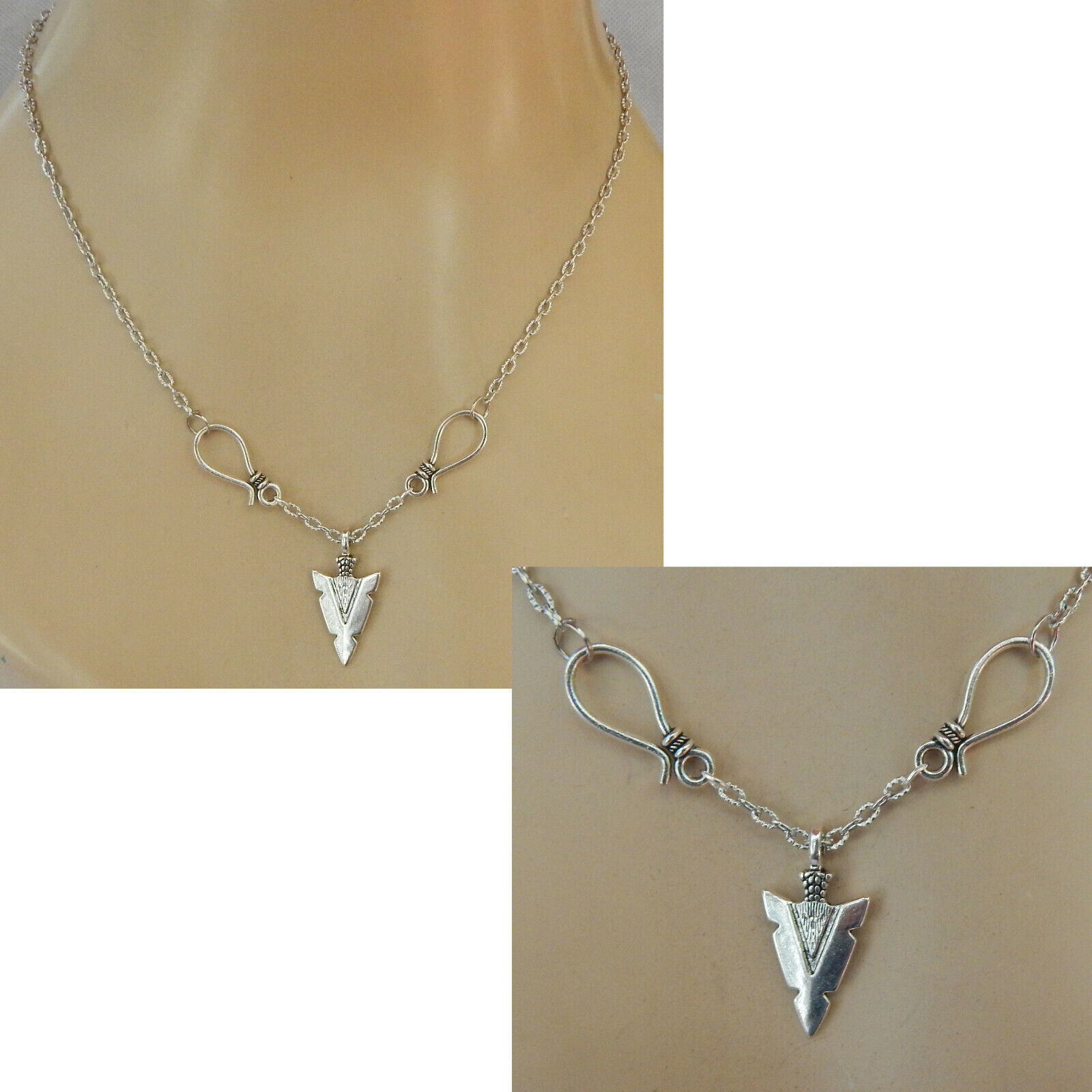 Arrowhead Necklace Pendant Silver Chain Southwestern Women New Fashion Handmade