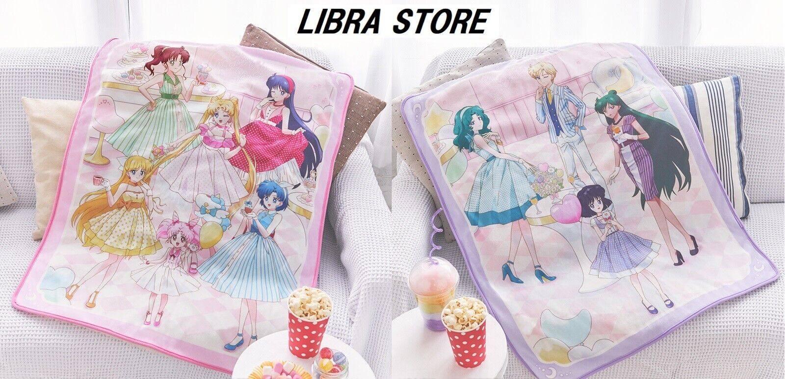 RARE Sailor Moon Let\'s party Kuji 2020 Blanket Set of 2 color EXPRESS from JAPAN