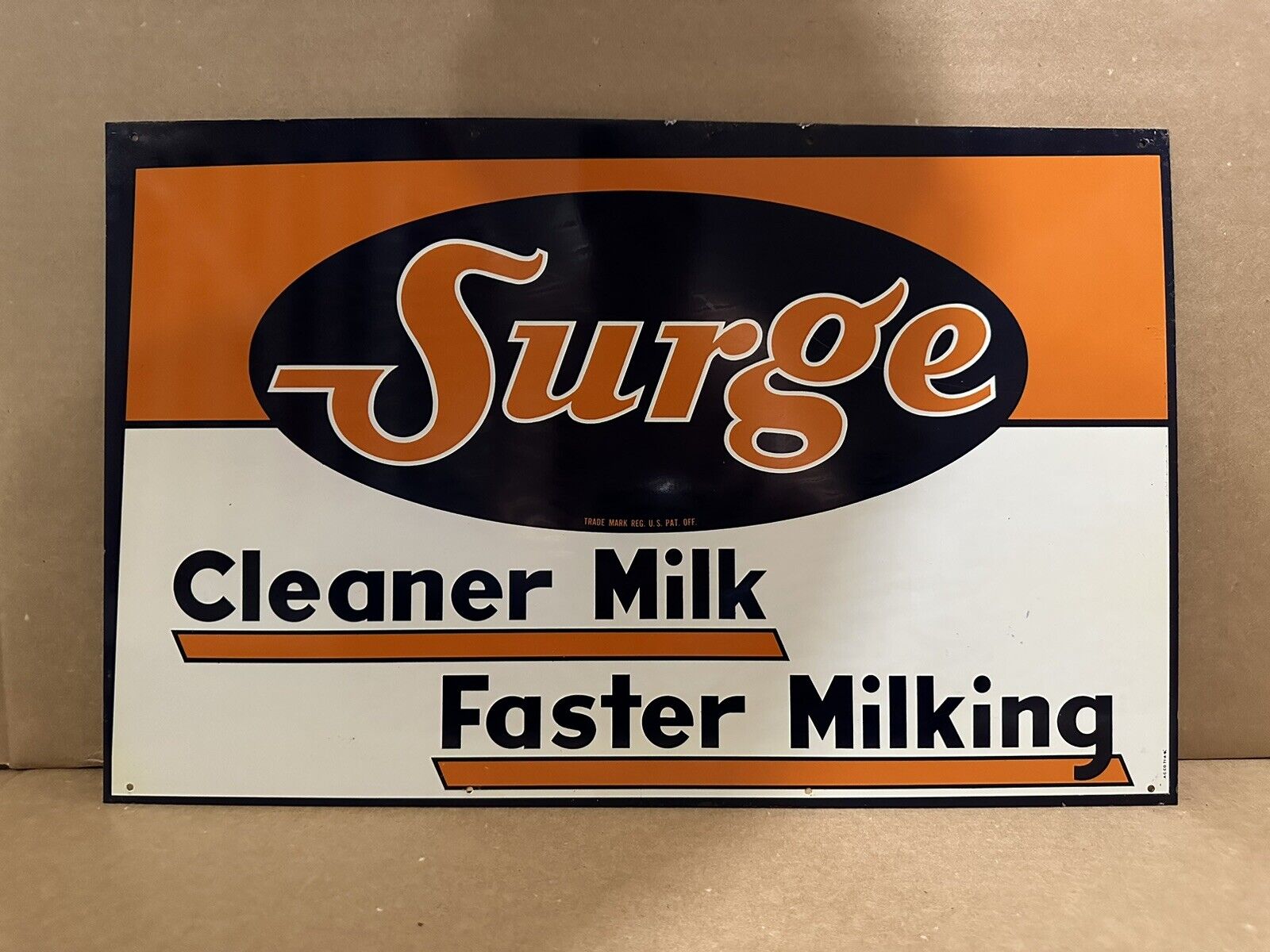 Vintage Surge Milk Sign Cleaner Faster Farm Cow Dairy Wall Decor NOS