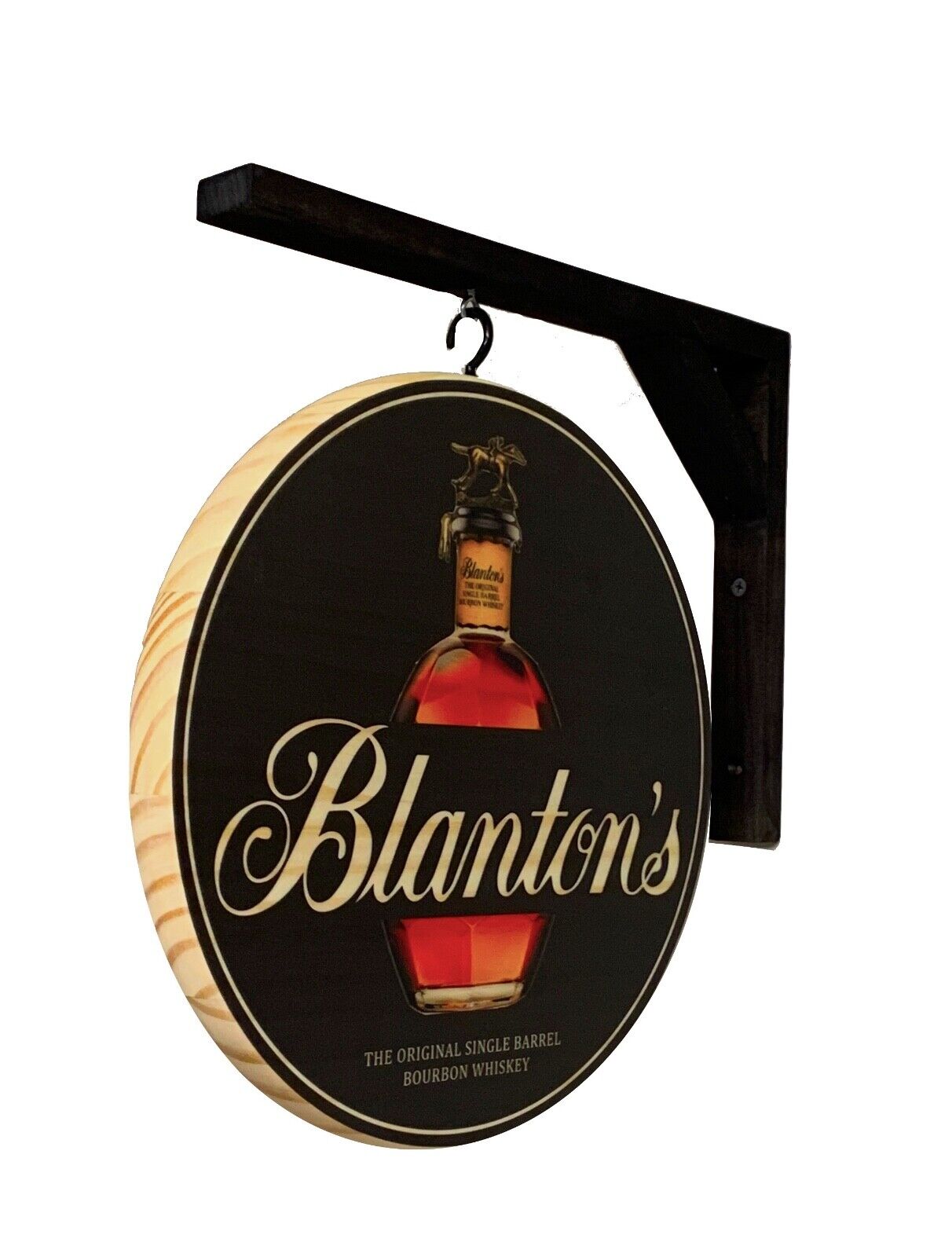 Bourbon Pub Sign - Blanton's 12 in. diam.  2 sided wall sign - bracket included