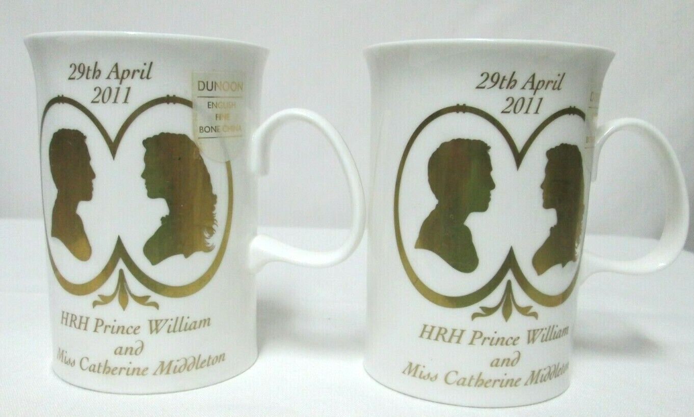 Dunoon Prince William & Catherine Wedding Fine Bone China Mug Cup Set 2 England 