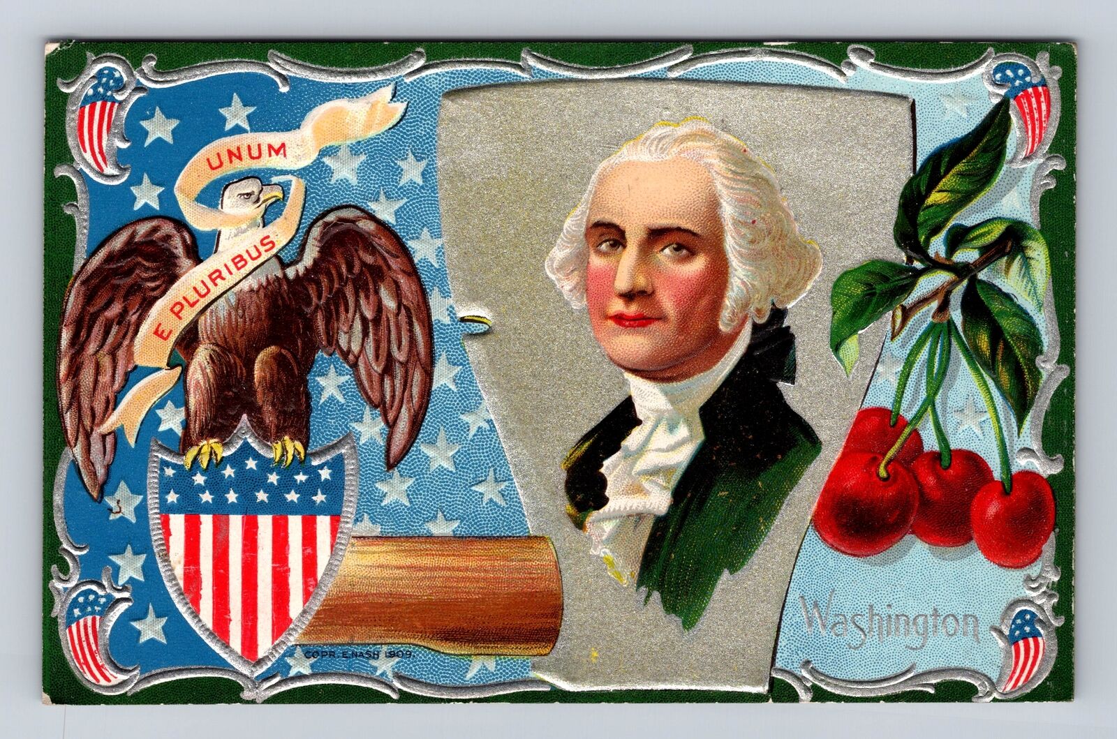 Washington's Birthday Greetings, Embossed, Antique, Vintage c1910 Postcard