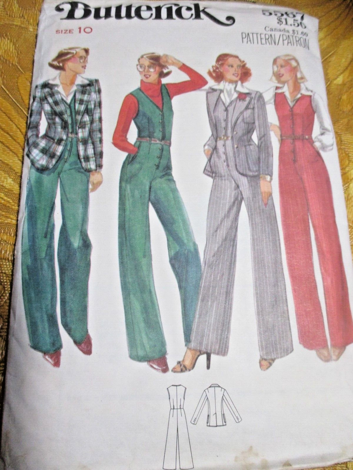 Vintage Sewing PATTERN Butterick 5567, Misses 1978 Jumpsuit and Jacket, Size 10