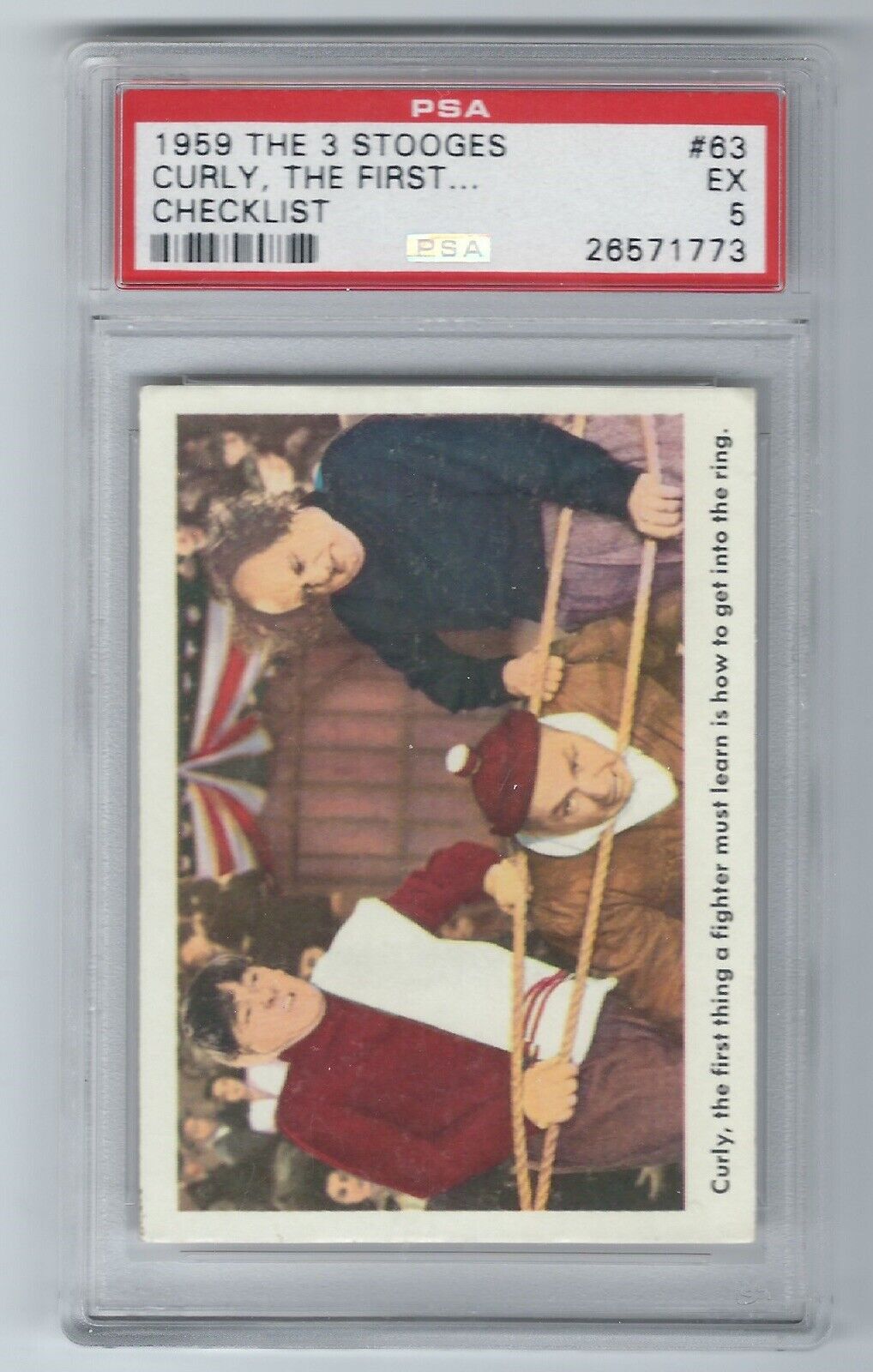 1959 Fleer The 3 Stooges Curly, The First… Checklist #63 PSA 5 No Qualifiers