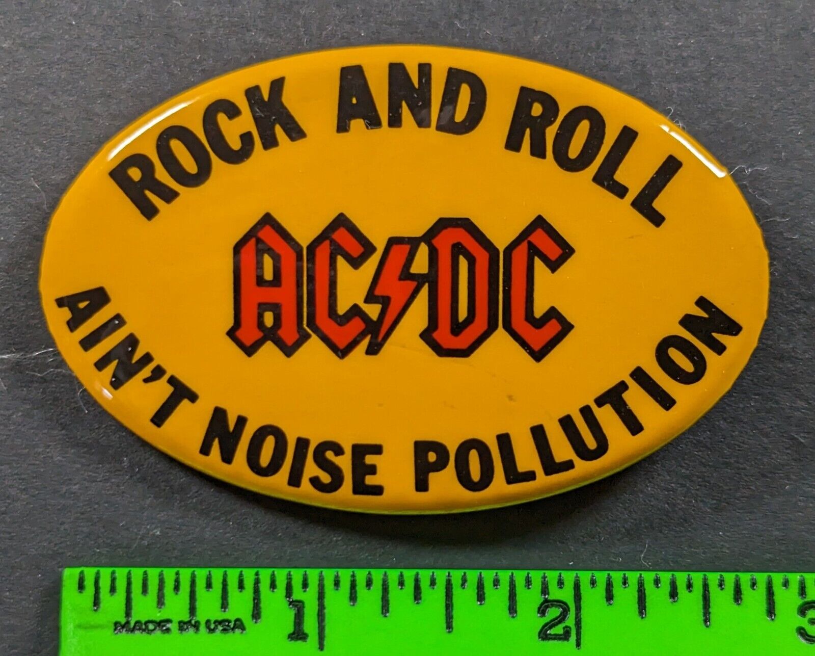 Vintage ACDC Rock N Roll Music Band Ain\'t Noise Pollution Pinback Pin