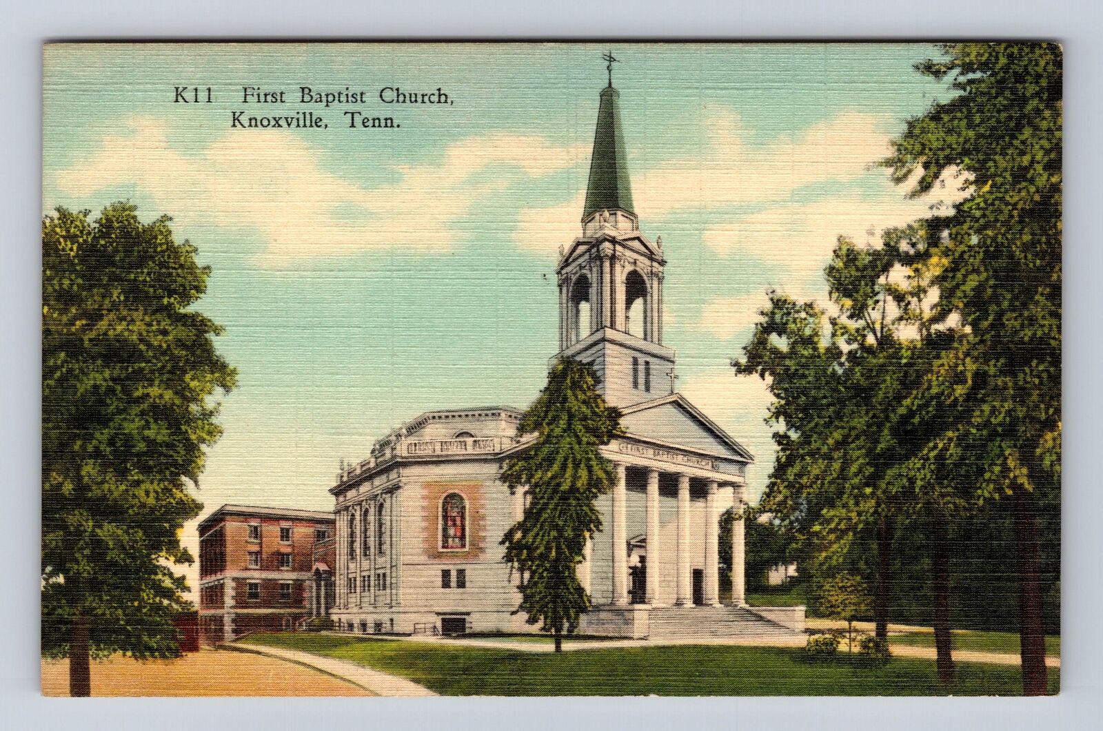 Knoxville TN-Tennessee, First Baptist Church, Antique, Vintage Souvenir Postcard